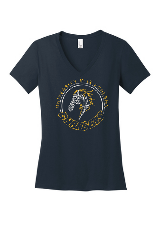 U7 Ladies Cotton T-Shirt wRhinestone Logo