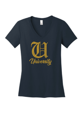 U8 Ladies Cotton T-Shirt w/Rhinestone Logo